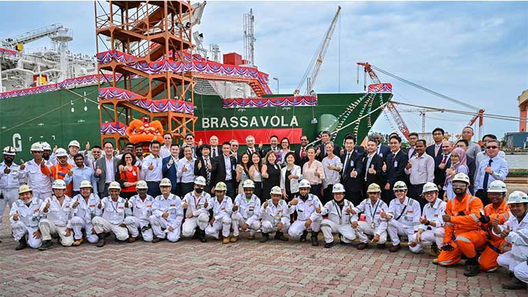 Brassavola, a Liquified Natural Gas (LNG) bunker vessel that supplies LNG to bunkers in the port of  Singapore