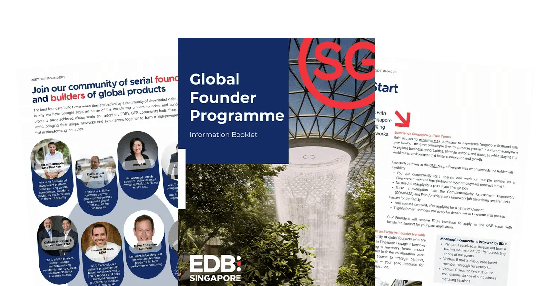 A picture of 3 brochures advertising EDB