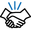 Handshake with sparkles icon, representing a successful partnership or collaboration.