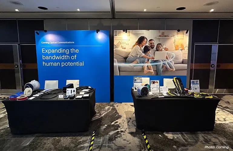 Corning&rsquo;s Optical Communications booth.