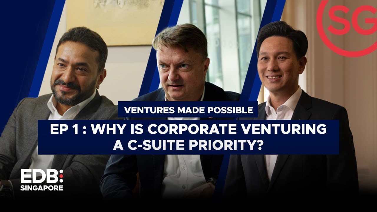 <p>Watch to hear from Kerry Mok, President and CEO of SATS Ltd, Kim Rosenkilde, Group Chief Investment Officer, Singlife with Aviva, and Vikash Dhanuka, CEO of Sing Fuels, on why corporate venturing is and should be a C-Suite's priority.</p>