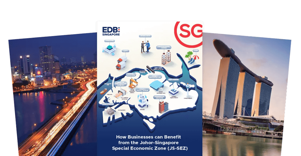 A picture of 3 brochures advertising EDB