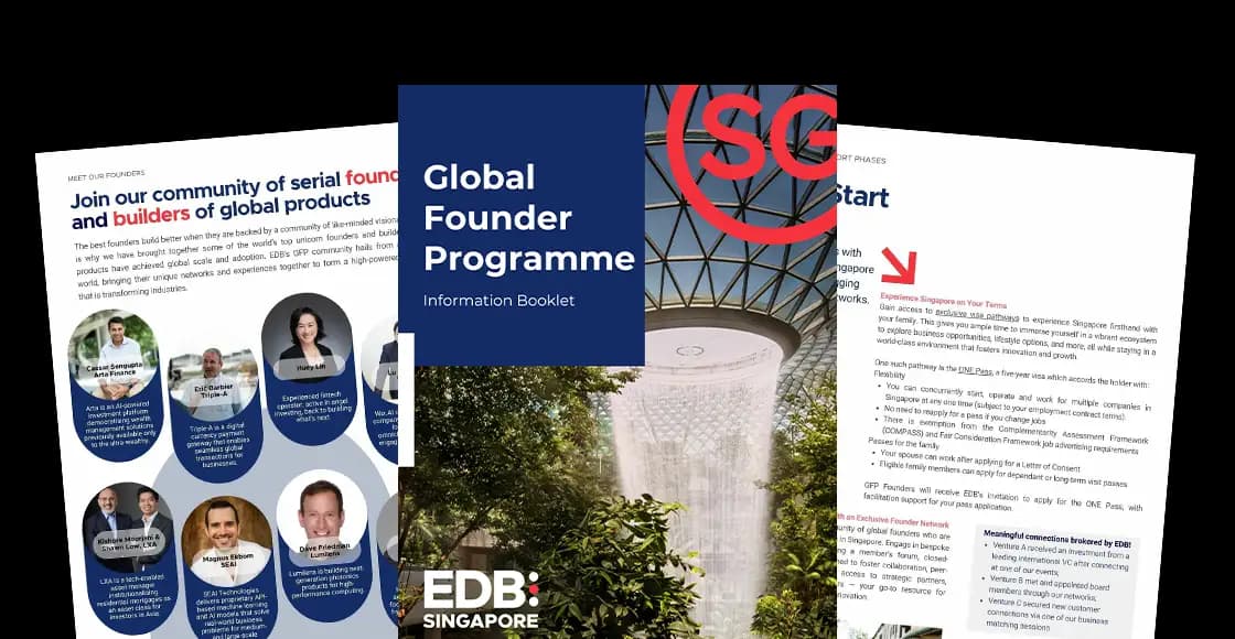 A picture of 3 brochures advertising EDB