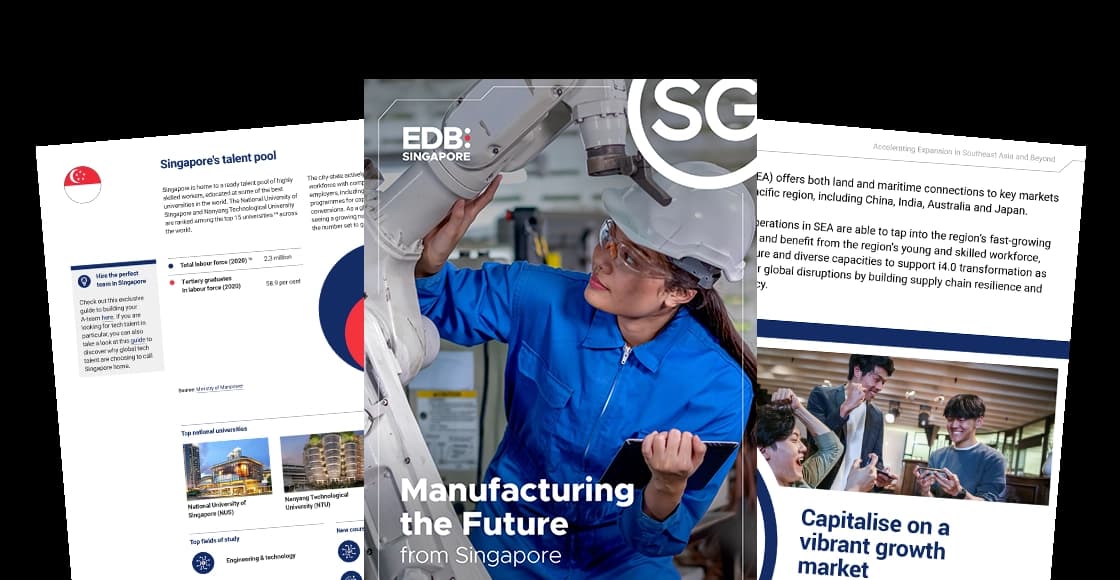 A picture of 3 brochures advertising EDB