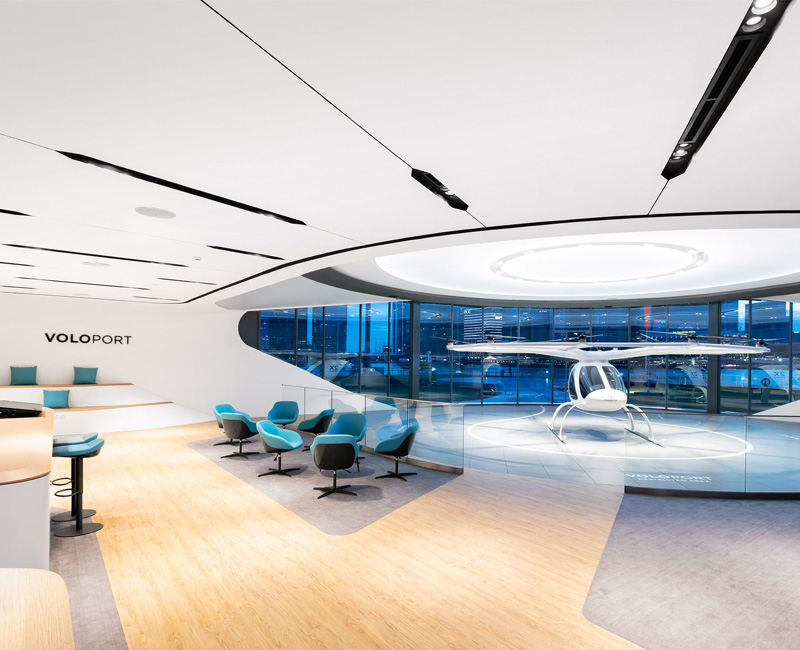 Skyports, together with Volocopter, built the world’s first full-scale passenger air taxi vertiport prototype – the VoloPort. Photo: Skyports/Volocopter/Nikolay Kazakov