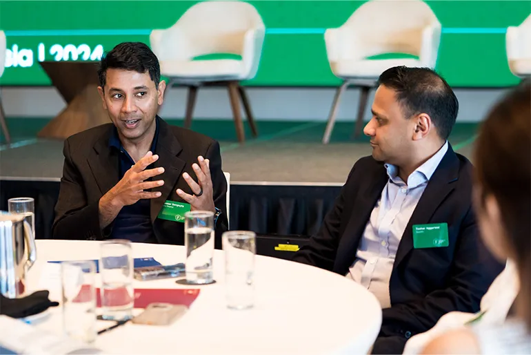 Caesar Sengupta (Arta Finance) and Tushar Aggarwal (Stashfin) discuss the future of FinTech during the breakout sessions.