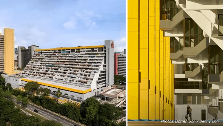 Golden Mile Complex features an iconic stepped terrace structure. 