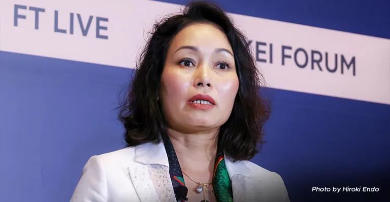 VinFast Auto Chairwoman Le Thi Thu Thuy speaks during the Asia Green Tech Summit in Singapore on March 7. 