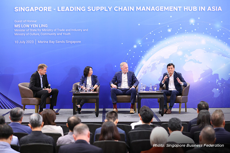 Above: Dr Knut Alicke, Partner at McKinsey & Company; Michelle Shi-Verdaasdonk, Chief Supply Chain Officer at Dyson; Raoul Bonnet, Director of Supply Chain Management at ams OSRAM; Yip Ying Kiong, Managing Director, Pratt & Whitney-Eagle Services Asia.