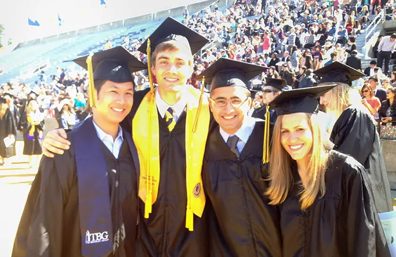 Jeremy celebrating his graduation day at UC Berkeley with some of his cohort mates.