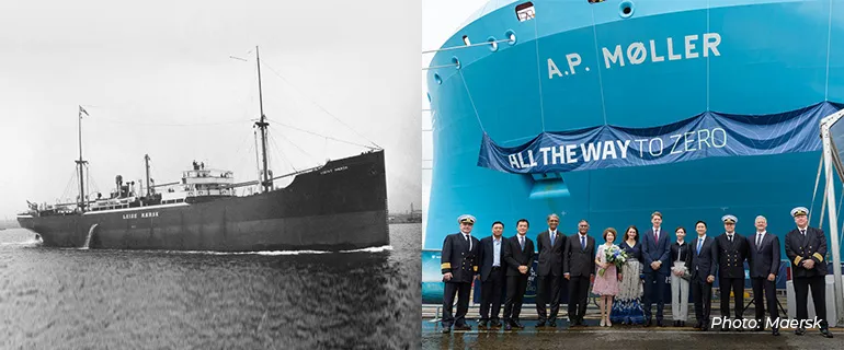 The first Maersk ship to call at the Singapore port in 1929.