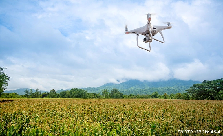 A drone flying.