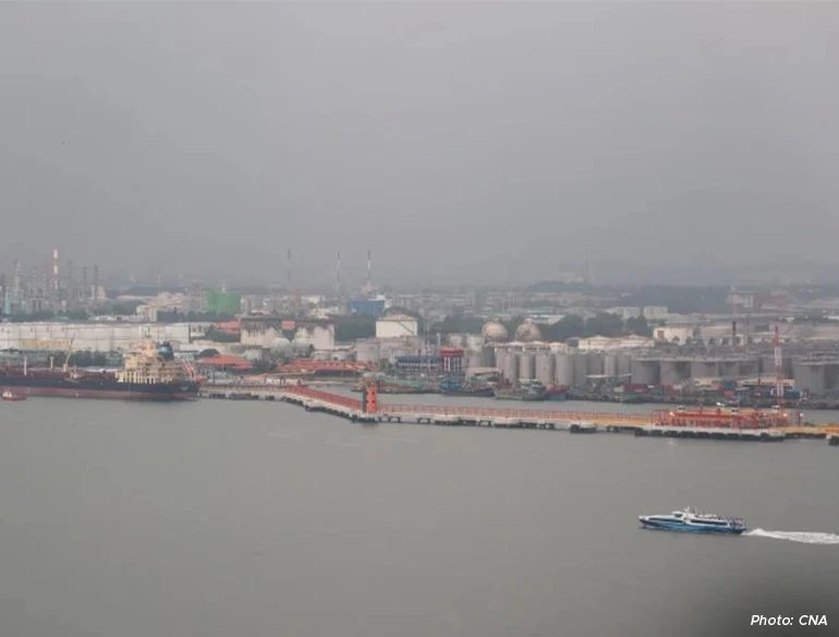 Pasir Gudang in Johor, seen from Punggol Coast on 27 May 2025, is one of six districts that will be part of the Johor-Singapore Special Economic Zone.