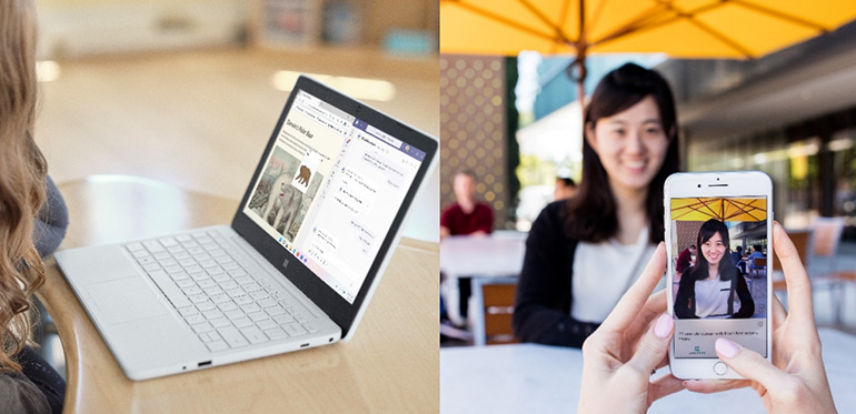 Microsoft’s Immersive Reader in use (left) and the Seeing AI app in use (right)   (Photo credit: Microsoft)