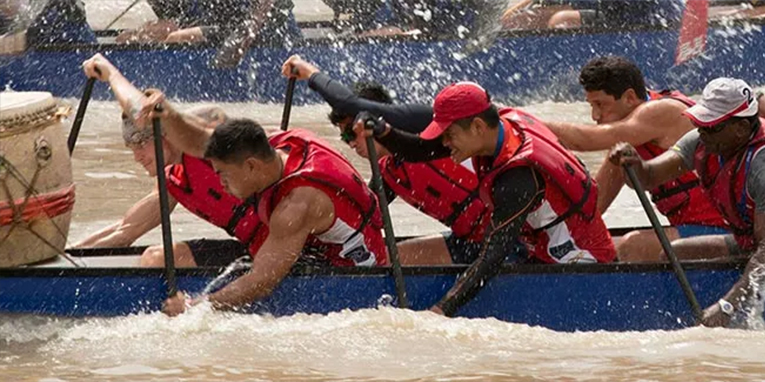Ben dragon boating and outrigger canoeing in Singapore
