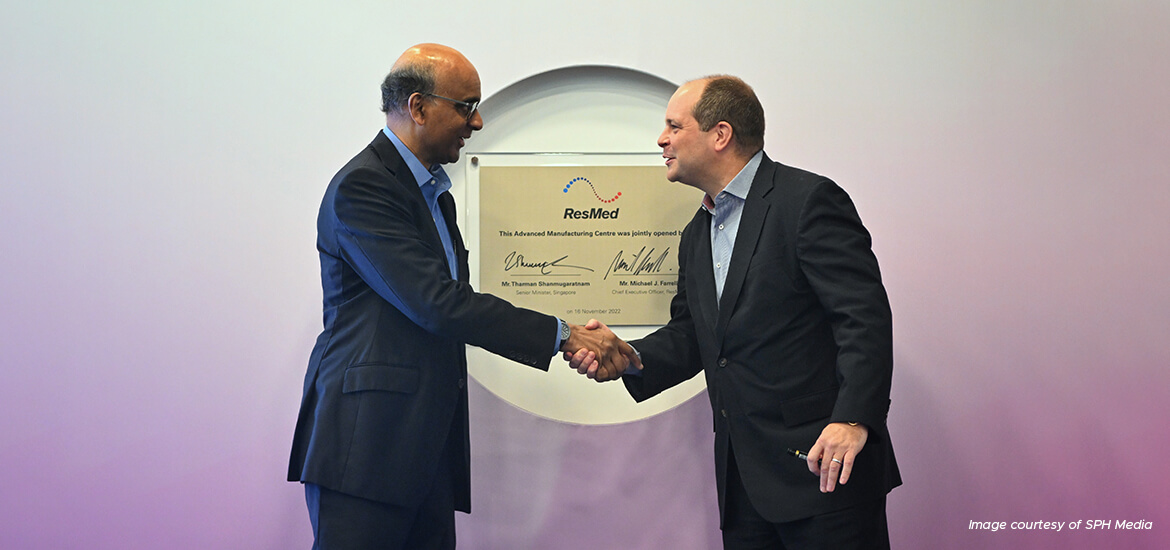 Medtech firm ResMed opens its largest advanced manufacturing plant in Tuas masthead image