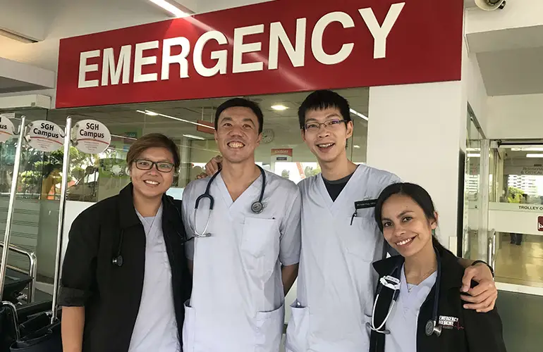 Daniel with his Emergency Medicine colleagues at SingHealth.