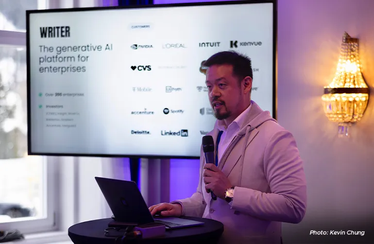 Kevin representing Writer in Davos at the World Economic Forum.