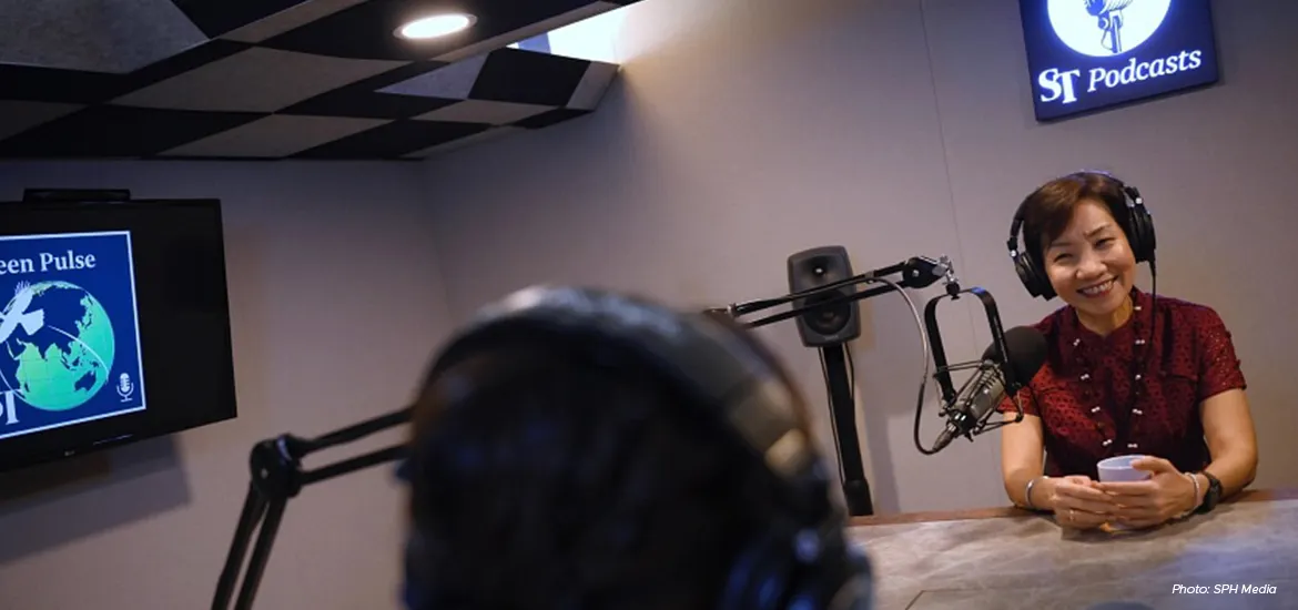 Minister for Sustainability and the Environment Grace Fu, pictured during the Green Pulse podcast recording session at SPH on 26 Nov 2024.