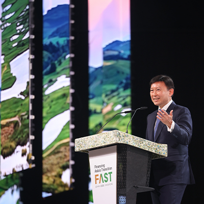 National Development Minister and MAS deputy chairman Chee Hong Tat speaking at Ecosperity held at the Marina Bay Sands Expo and Convention Centre.