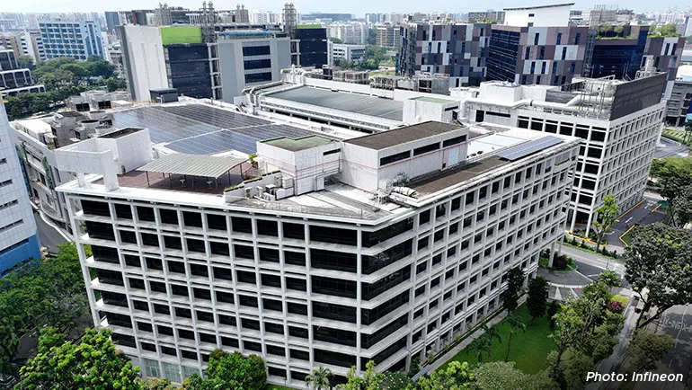 Birds eye view of Infineon's building.