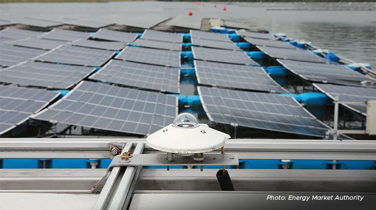 A solar irradiance instrument at the floating solar photovoltaic testbed at Tengeh Reservoir 