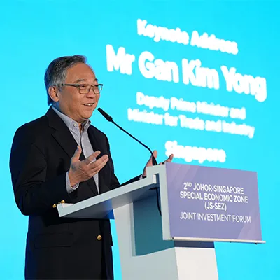 Mr Gan Kim Yong giving a speech