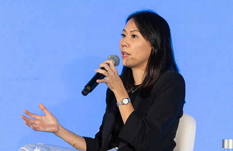 Ms Esther Teo - Director of the JS-SEZ Programme Office, giving a speech.