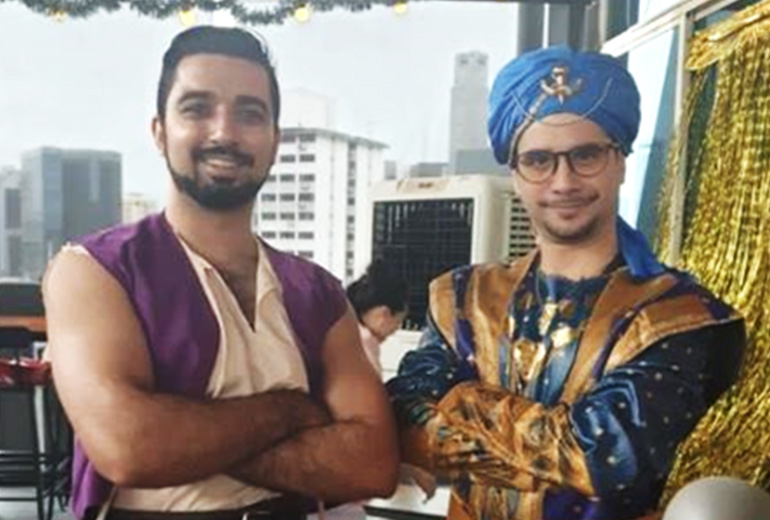 Enjoying a work Halloween party two years ago!