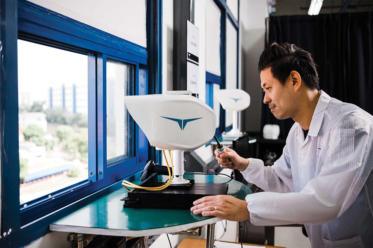 The CENTAURI, Transcelestial’s device designed to deliver high-speed internet via laser beam, being developed in Singapore (Photo Credit: Transcelestial)”
